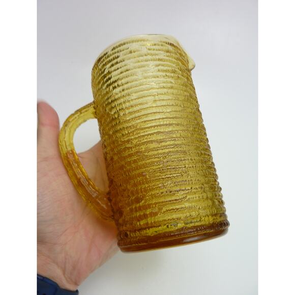 Vintage Small Glass Juice Bedside Pitcher Soreno Honey Gold Yellow 1970s MCM - Picture 1 of 6